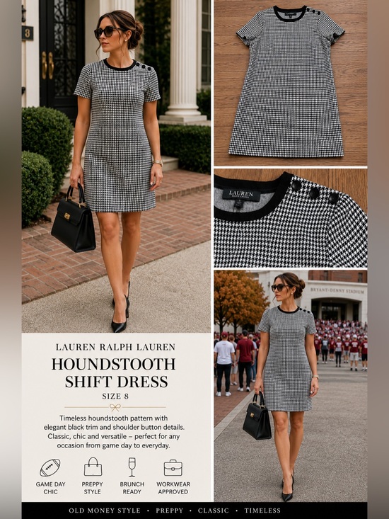 Lauren Ralph Lauren Dresses & Skirts - Lauren Ralph Lauren Houndstooth Dress Size 8 | Alabama Game Day Inspired